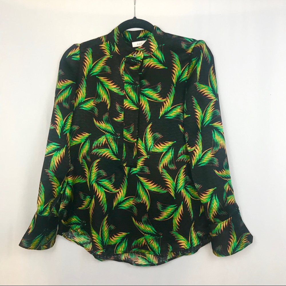 A.L.C Gosford Silk Palm Leaf Print Blouse - Picture 4 of 8